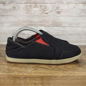 Olukai Men’s Nohea Mesh Slip On Shoes Size 8 Carbon Black Deep Red Comfort